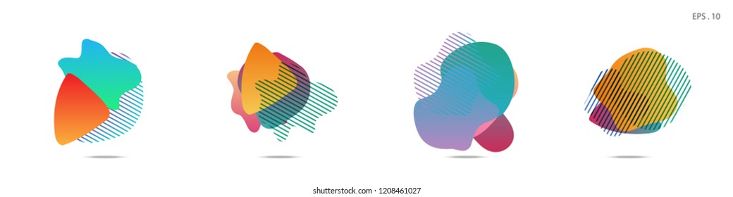 Set of abstract modern graphic elements. Dynamical colored forms and line. Gradient abstract banners with flowing liquid shapes. Template for the design of a logo, flyer or presentation. Vector.