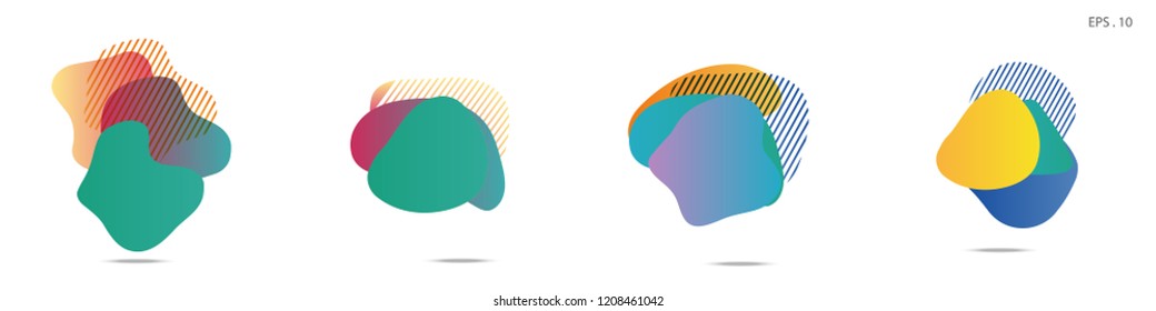 Set of abstract modern graphic elements. Dynamical colored forms and line. Gradient abstract banners with flowing liquid shapes. Template for the design of a logo, flyer or presentation. Vector.