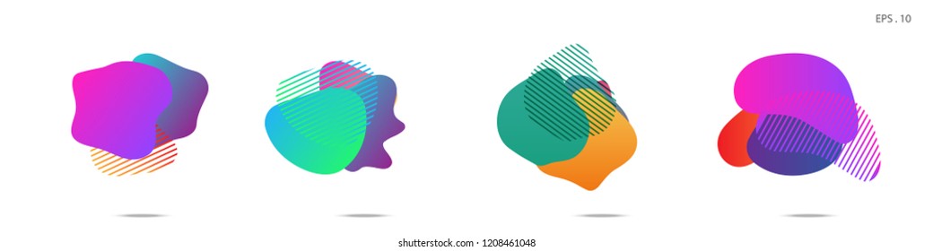 Set of abstract modern graphic elements. Dynamical colored forms and line. Gradient abstract banners with flowing liquid shapes. Template for the design of a logo, flyer or presentation. Vector.