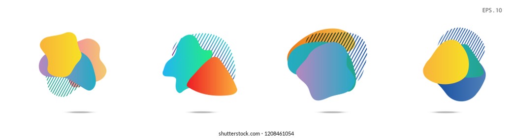 Set of abstract modern graphic elements. Dynamical colored forms and line. Gradient abstract banners with flowing liquid shapes. Template for the design of a logo, flyer or presentation. Vector.