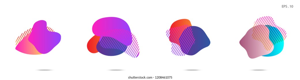 Set of abstract modern graphic elements. Dynamical colored forms and line. Gradient abstract banners with flowing liquid shapes. Template for the design of a logo, flyer or presentation. Vector.
