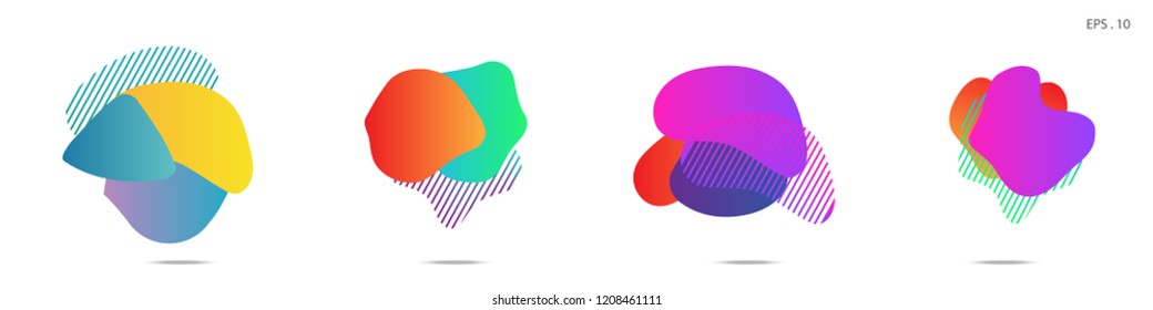 Set of abstract modern graphic elements. Dynamical colored forms and line. Gradient abstract banners with flowing liquid shapes. Template for the design of a logo, flyer or presentation. Vector.