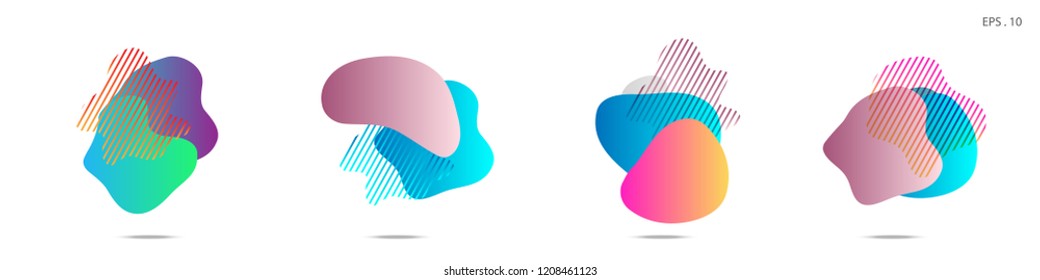 Set of abstract modern graphic elements. Dynamical colored forms and line. Gradient abstract banners with flowing liquid shapes. Template for the design of a logo, flyer or presentation. Vector.