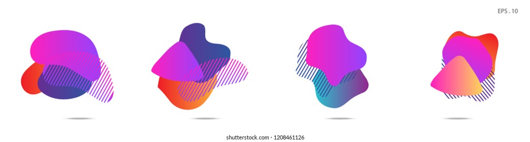 Set of abstract modern graphic elements. Dynamical colored forms and line. Gradient abstract banners with flowing liquid shapes. Template for the design of a logo, flyer or presentation. Vector.