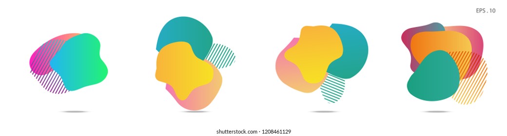 Set of abstract modern graphic elements. Dynamical colored forms and line. Gradient abstract banners with flowing liquid shapes. Template for the design of a logo, flyer or presentation. Vector.