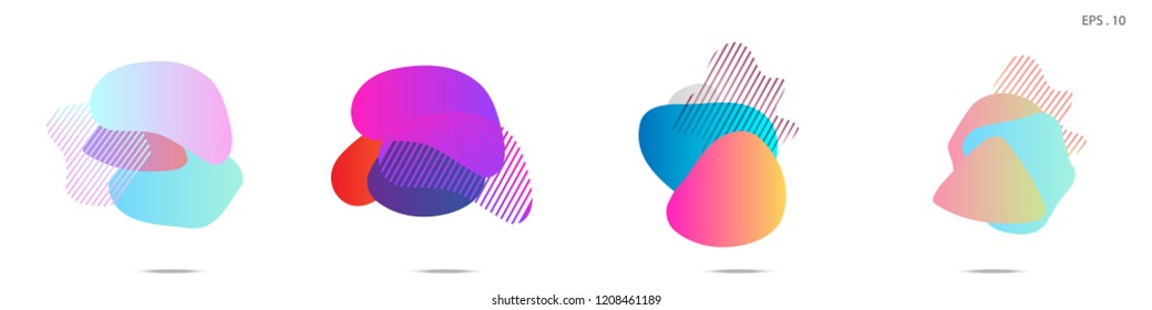 Set of abstract modern graphic elements. Dynamical colored forms and line. Gradient abstract banners with flowing liquid shapes. Template for the design of a logo, flyer or presentation. Vector.