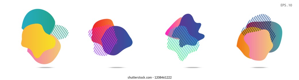 Set of abstract modern graphic elements. Dynamical colored forms and line. Gradient abstract banners with flowing liquid shapes. Template for the design of a logo, flyer or presentation. Vector.
