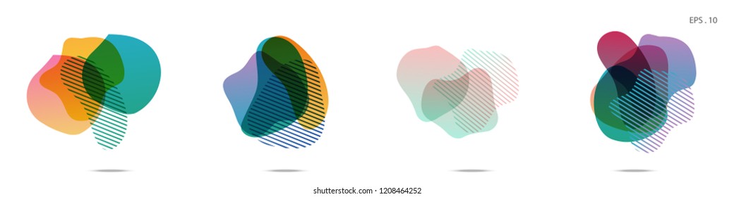 Set of abstract modern graphic elements. Dynamical colored forms and line. Gradient abstract banners with flowing liquid shapes. Template for the design of a logo, flyer or presentation. Vector.