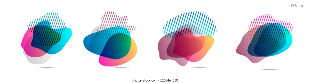 Set of abstract modern graphic elements. Dynamical colored forms and line. Gradient abstract banners with flowing liquid shapes. Template for the design of a logo, flyer or presentation. Vector.