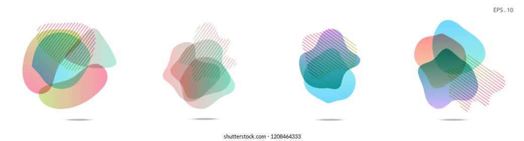 Set of abstract modern graphic elements. Dynamical colored forms and line. Gradient abstract banners with flowing liquid shapes. Template for the design of a logo, flyer or presentation. Vector.