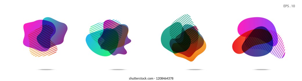 Set of abstract modern graphic elements. Dynamical colored forms and line. Gradient abstract banners with flowing liquid shapes. Template for the design of a logo, flyer or presentation. Vector.