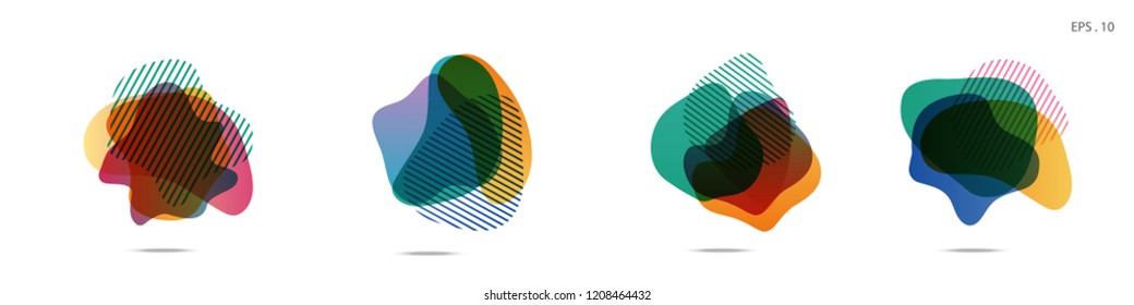 Set of abstract modern graphic elements. Dynamical colored forms and line. Gradient abstract banners with flowing liquid shapes. Template for the design of a logo, flyer or presentation. Vector.