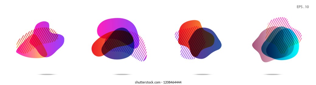 Set of abstract modern graphic elements. Dynamical colored forms and line. Gradient abstract banners with flowing liquid shapes. Template for the design of a logo, flyer or presentation. Vector.