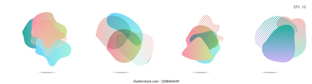 Set of abstract modern graphic elements. Dynamical colored forms and line. Gradient abstract banners with flowing liquid shapes. Template for the design of a logo, flyer or presentation. Vector.