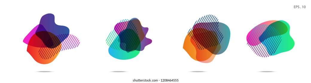 Set of abstract modern graphic elements. Dynamical colored forms and line. Gradient abstract banners with flowing liquid shapes. Template for the design of a logo, flyer or presentation. Vector.
