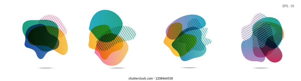 Set of abstract modern graphic elements. Dynamical colored forms and line. Gradient abstract banners with flowing liquid shapes. Template for the design of a logo, flyer or presentation. Vector.