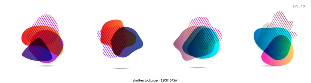 Set of abstract modern graphic elements. Dynamical colored forms and line. Gradient abstract banners with flowing liquid shapes. Template for the design of a logo, flyer or presentation. Vector.