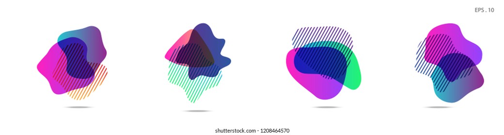 Set of abstract modern graphic elements. Dynamical colored forms and line. Gradient abstract banners with flowing liquid shapes. Template for the design of a logo, flyer or presentation. Vector.