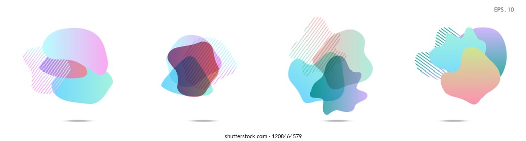 Set of abstract modern graphic elements. Dynamical colored forms and line. Gradient abstract banners with flowing liquid shapes. Template for the design of a logo, flyer or presentation. Vector.