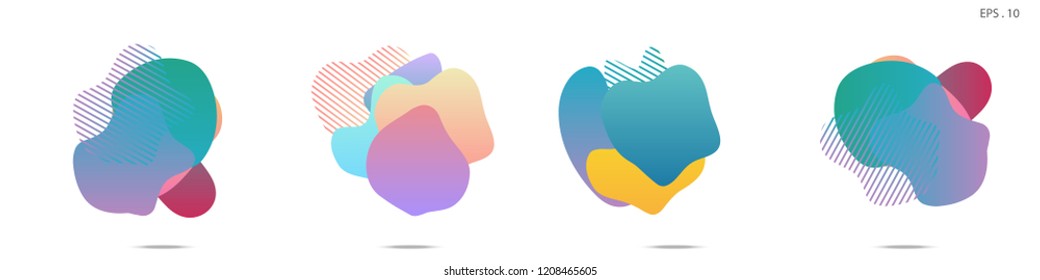 Set of abstract modern graphic elements. Dynamical colored forms and line. Gradient abstract banners with flowing liquid shapes. Template for the design of a logo, flyer or presentation. Vector.
