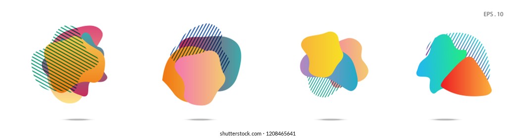 Set of abstract modern graphic elements. Dynamical colored forms and line. Gradient abstract banners with flowing liquid shapes. Template for the design of a logo, flyer or presentation. Vector.