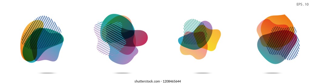 Set of abstract modern graphic elements. Dynamical colored forms and line. Gradient abstract banners with flowing liquid shapes. Template for the design of a logo, flyer or presentation. Vector.