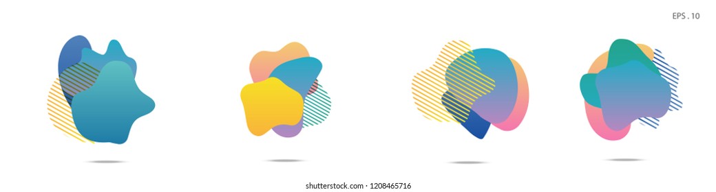 Set of abstract modern graphic elements. Dynamical colored forms and line. Gradient abstract banners with flowing liquid shapes. Template for the design of a logo, flyer or presentation. Vector.