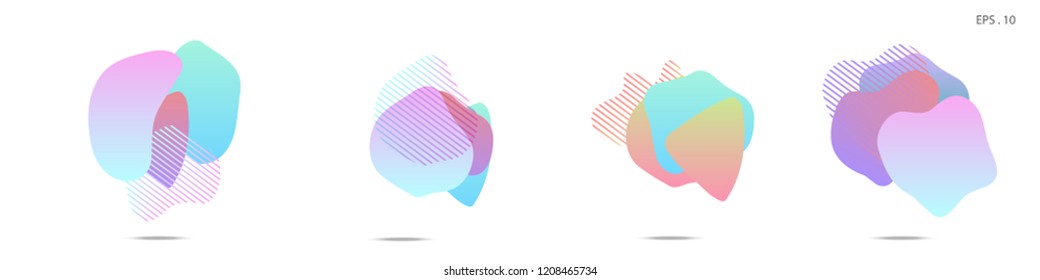 Set of abstract modern graphic elements. Dynamical colored forms and line. Gradient abstract banners with flowing liquid shapes. Template for the design of a logo, flyer or presentation. Vector.