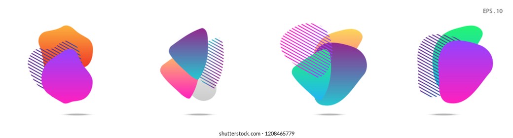 Set of abstract modern graphic elements. Dynamical colored forms and line. Gradient abstract banners with flowing liquid shapes. Template for the design of a logo, flyer or presentation. Vector.