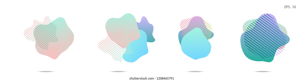 Set of abstract modern graphic elements. Dynamical colored forms and line. Gradient abstract banners with flowing liquid shapes. Template for the design of a logo, flyer or presentation. Vector.