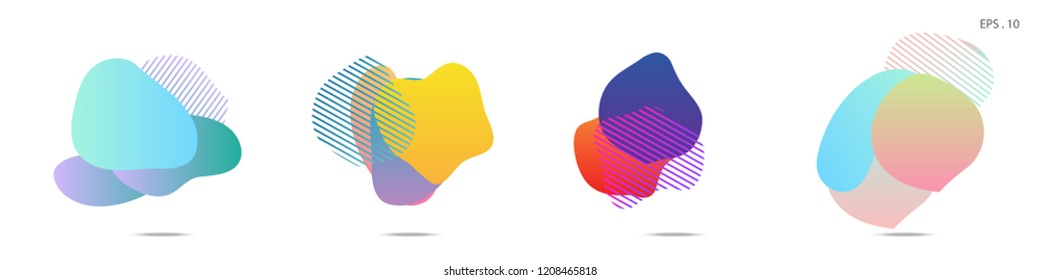 Set of abstract modern graphic elements. Dynamical colored forms and line. Gradient abstract banners with flowing liquid shapes. Template for the design of a logo, flyer or presentation. Vector.