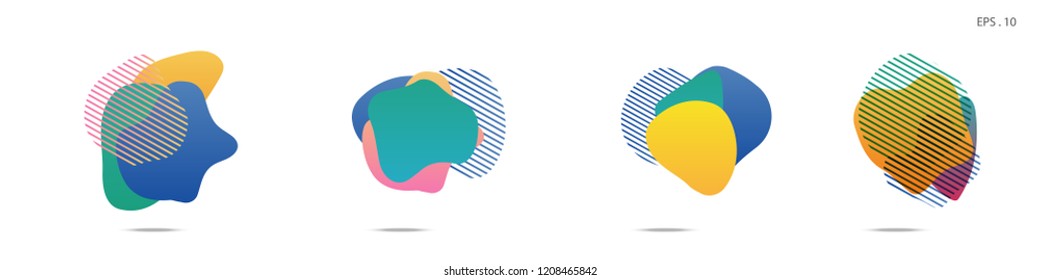 Set of abstract modern graphic elements. Dynamical colored forms and line. Gradient abstract banners with flowing liquid shapes. Template for the design of a logo, flyer or presentation. Vector.