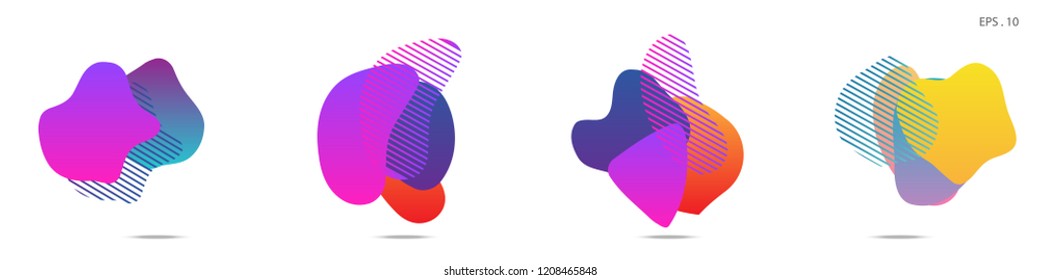 Set of abstract modern graphic elements. Dynamical colored forms and line. Gradient abstract banners with flowing liquid shapes. Template for the design of a logo, flyer or presentation. Vector.