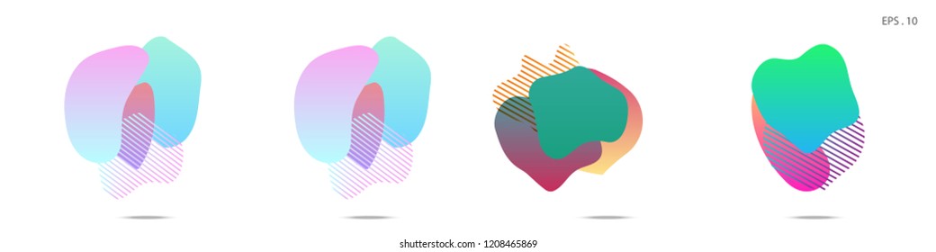 Set of abstract modern graphic elements. Dynamical colored forms and line. Gradient abstract banners with flowing liquid shapes. Template for the design of a logo, flyer or presentation. Vector.
