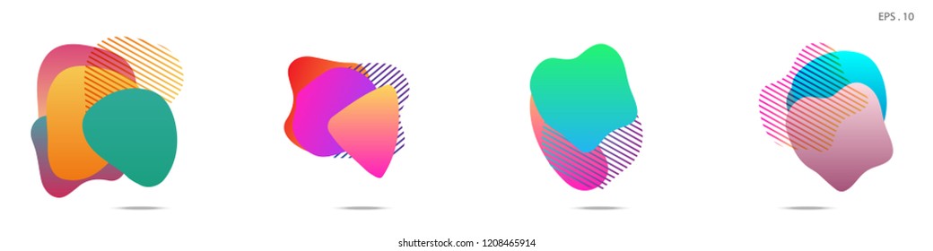 Set of abstract modern graphic elements. Dynamical colored forms and line. Gradient abstract banners with flowing liquid shapes. Template for the design of a logo, flyer or presentation. Vector.
