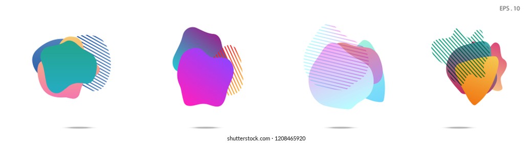 Set of abstract modern graphic elements. Dynamical colored forms and line. Gradient abstract banners with flowing liquid shapes. Template for the design of a logo, flyer or presentation. Vector.