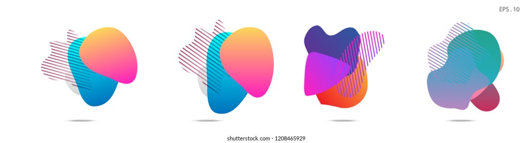 Set of abstract modern graphic elements. Dynamical colored forms and line. Gradient abstract banners with flowing liquid shapes. Template for the design of a logo, flyer or presentation. Vector.