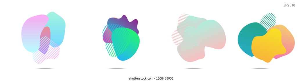 Set of abstract modern graphic elements. Dynamical colored forms and line. Gradient abstract banners with flowing liquid shapes. Template for the design of a logo, flyer or presentation. Vector.