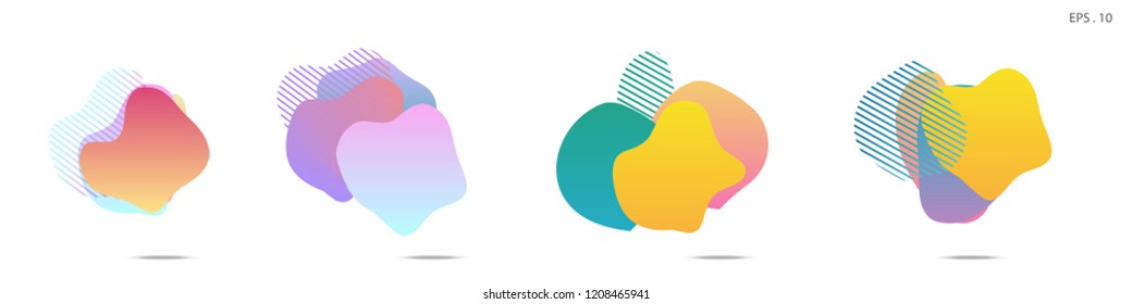 Set of abstract modern graphic elements. Dynamical colored forms and line. Gradient abstract banners with flowing liquid shapes. Template for the design of a logo, flyer or presentation. Vector.