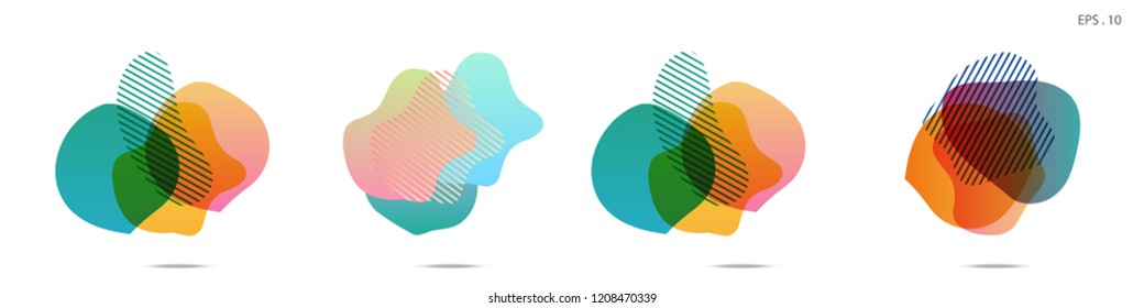 Set of abstract modern graphic elements. Dynamical colored forms and line. Gradient abstract banners with flowing liquid shapes. Template for the design of a logo, flyer or presentation. Vector.