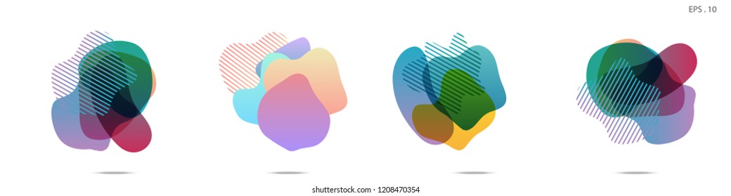 Set of abstract modern graphic elements. Dynamical colored forms and line. Gradient abstract banners with flowing liquid shapes. Template for the design of a logo, flyer or presentation. Vector.