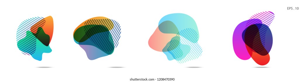 Set of abstract modern graphic elements. Dynamical colored forms and line. Gradient abstract banners with flowing liquid shapes. Template for the design of a logo, flyer or presentation. Vector.