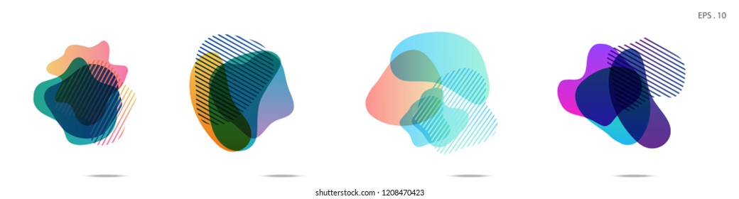 Set of abstract modern graphic elements. Dynamical colored forms and line. Gradient abstract banners with flowing liquid shapes. Template for the design of a logo, flyer or presentation. Vector.