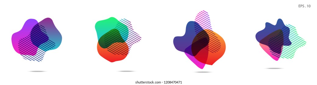 Set of abstract modern graphic elements. Dynamical colored forms and line. Gradient abstract banners with flowing liquid shapes. Template for the design of a logo, flyer or presentation. Vector.