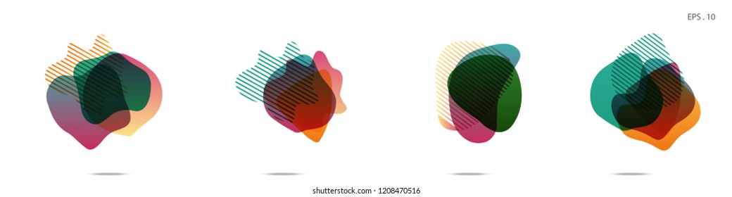 Set of abstract modern graphic elements. Dynamical colored forms and line. Gradient abstract banners with flowing liquid shapes. Template for the design of a logo, flyer or presentation. Vector.