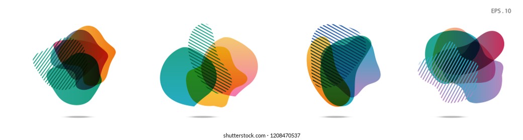 Set of abstract modern graphic elements. Dynamical colored forms and line. Gradient abstract banners with flowing liquid shapes. Template for the design of a logo, flyer or presentation. Vector.