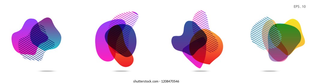 Set of abstract modern graphic elements. Dynamical colored forms and line. Gradient abstract banners with flowing liquid shapes. Template for the design of a logo, flyer or presentation. Vector.