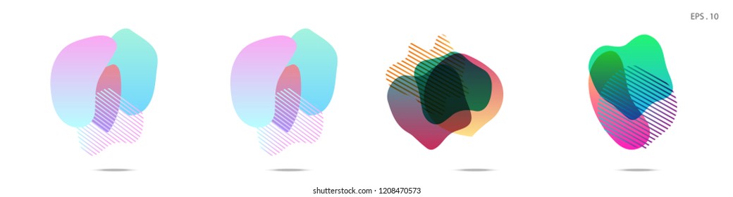 Set of abstract modern graphic elements. Dynamical colored forms and line. Gradient abstract banners with flowing liquid shapes. Template for the design of a logo, flyer or presentation. Vector.