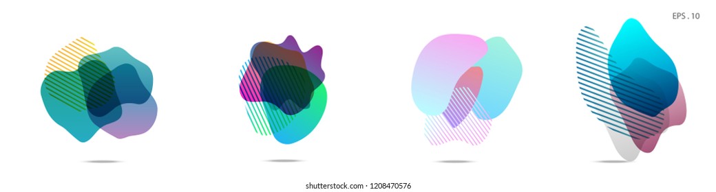 Set of abstract modern graphic elements. Dynamical colored forms and line. Gradient abstract banners with flowing liquid shapes. Template for the design of a logo, flyer or presentation. Vector.