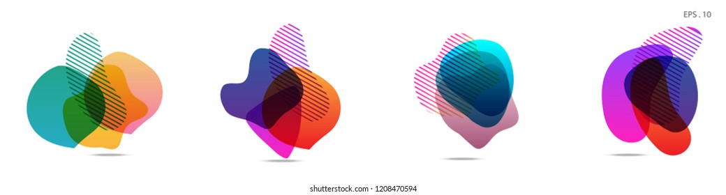 Set of abstract modern graphic elements. Dynamical colored forms and line. Gradient abstract banners with flowing liquid shapes. Template for the design of a logo, flyer or presentation. Vector.